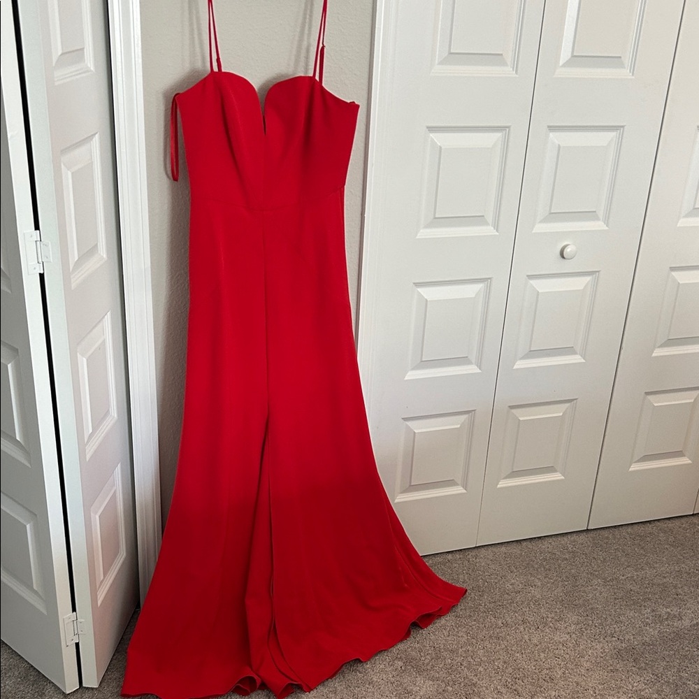 Milly Spaghetti Strap Red Gown